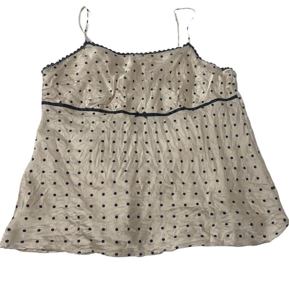 George 100% Silk Cream & Black Polka Dot Cami with Black Trim